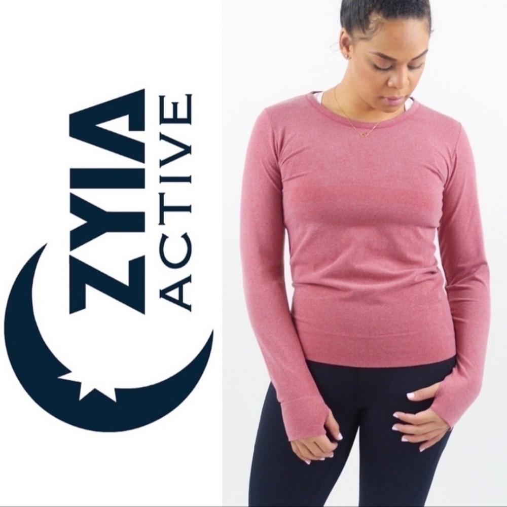 Zyia Active Red Heather Performance Long Sleeve Sweatshirt Women's Large Comfy